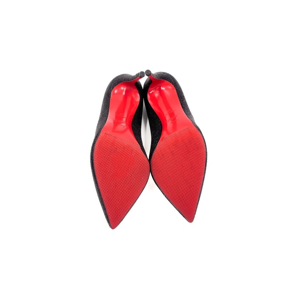 Christian Louboutin Coralta Mia 100 Glitter Tisse Heart Studded Pumps EU 37 - Picture 9 of 9